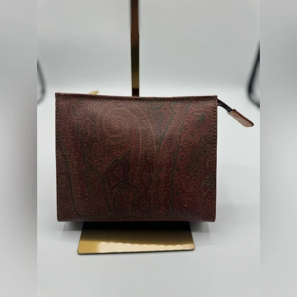 90s Etro Milano Paisley Coated Canvas Mini Clutch/Cosmetic Bag